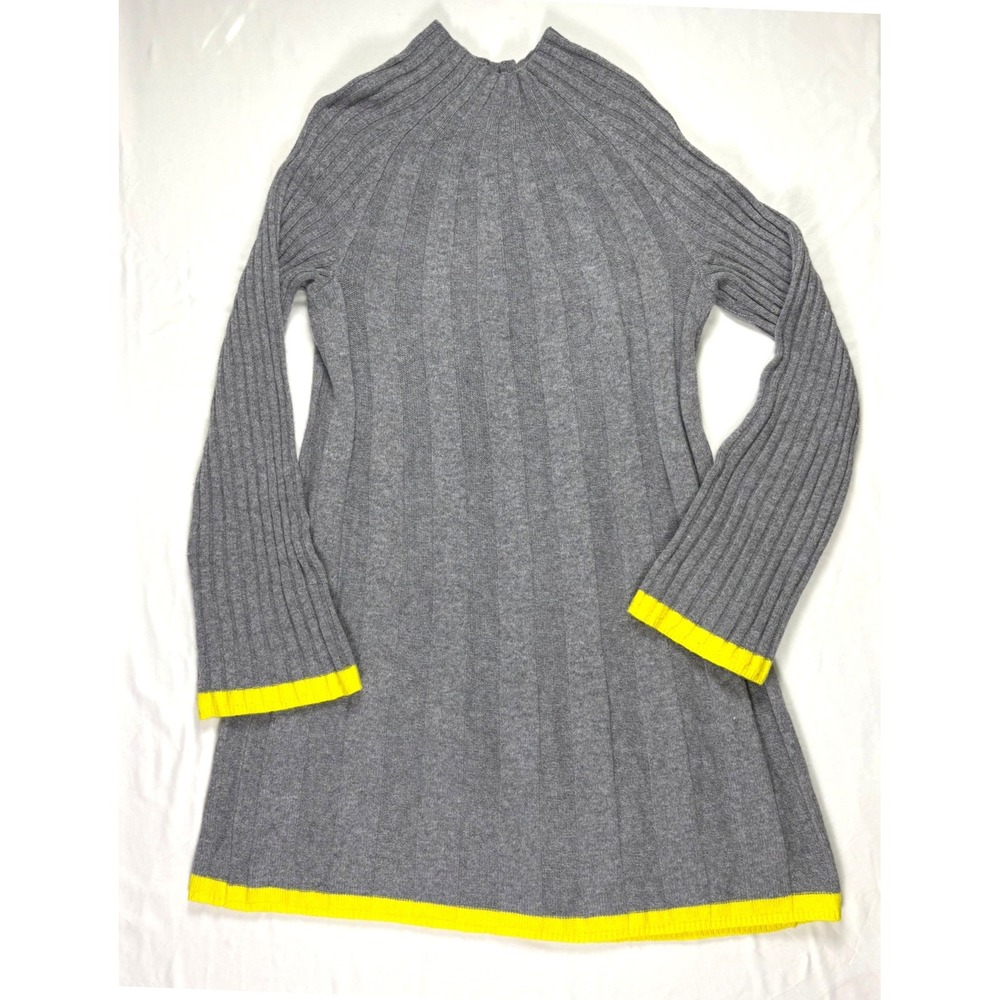Anthropologie Funnel Neck Sweater Dress XS Wool Alpaca‎ Ribbed Retro Bell Sleeve - Picture 6 of 8